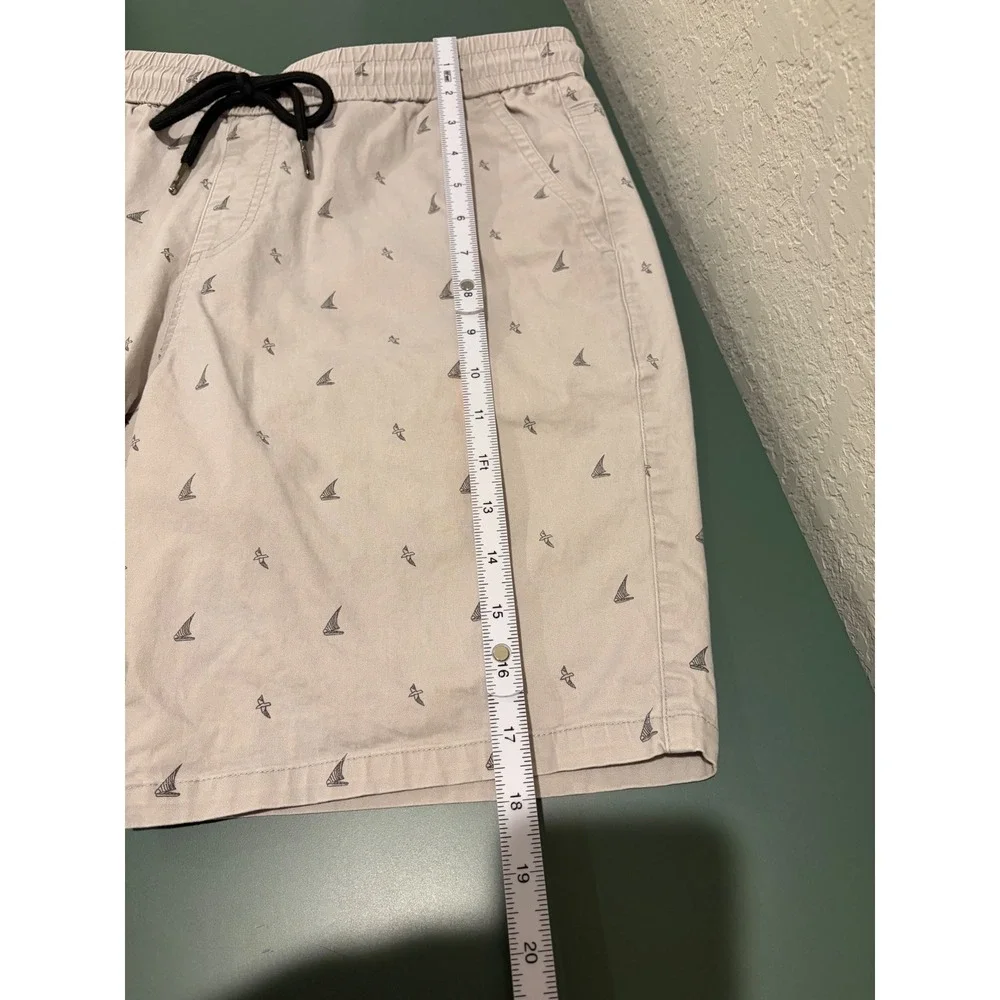 JMIERR Mens Sailboat Print Shorts Grey Size 34 Elastic Waist Drawstring Casual